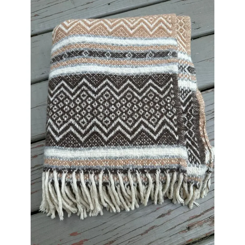 Vintage Faribo Stadium Wool Throw Lap Blanket Aztec Mesa Faribault Woolen Mill